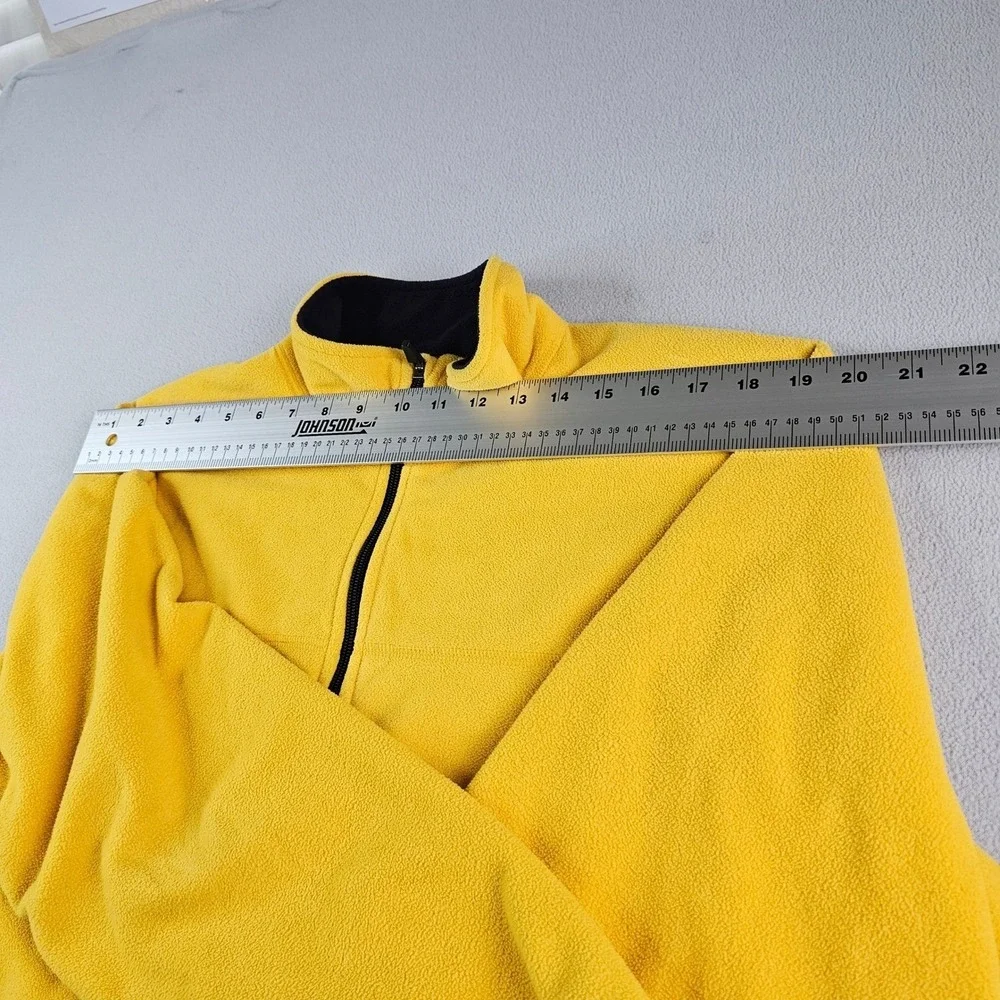 Lands' End Fleece Jacket Mens L Yellow Full Zip Mock Neck Outdoor‎ Casual